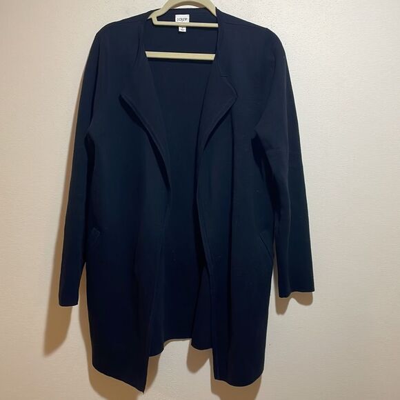 J. Crew Vanessa Sweater Jacket Black Cardigan Open Front Pockets Small AC819 - Picture 3 of 11